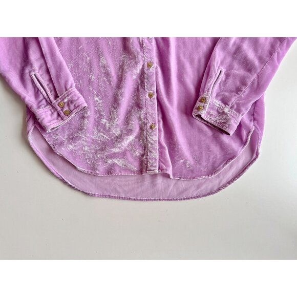 PILCRO Mara Lilac Purple Viscose Velvet Button Down Pocket Shirt, Size 12 - Picture 9 of 16